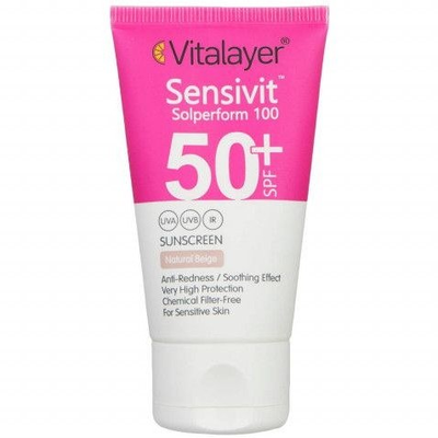 کرم ضد آفتاب رنگی پوست حساس SPF۵۰ ویتالیر ۵۰ml(بژ طبیعی)
